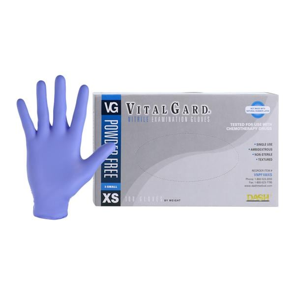 VitalGard Nitrile Exam Gloves X-Small Blue Non-Sterile