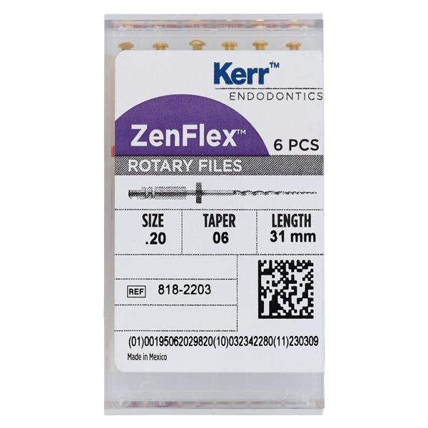 ZenFlex Shaping File 31 mm Size 20 Nickel Titanium .06 6/Pk