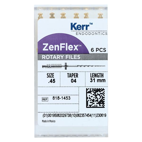 ZenFlex Shaping File 31 mm Size 45 Nickel Titanium .04 6/Pk