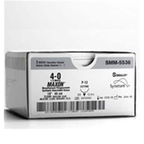 Maxon Suture 5-0 18" Polyglyconate Copolymer Monofilament P-12 Clear 36/Ca