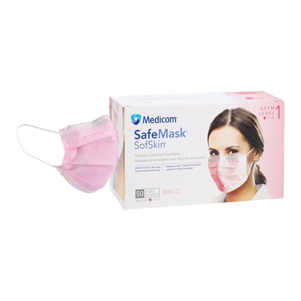 SafeMask Sofskin Mask ASTM Level 1 Pink 50/Bx