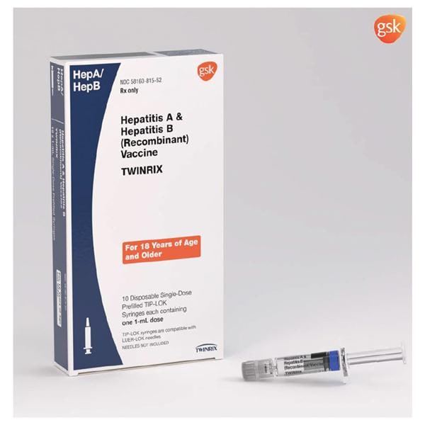 Twinrix Hepatitis A/ B Adult Injectable 20mcg-720u PFS 1mL 10/Pk