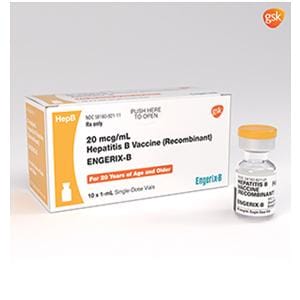 Engerix-B Hepatitis B Adult Injectable 20mcg SDV 1mL 10/Pk