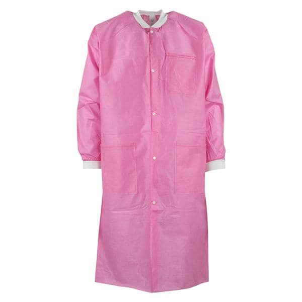 ValuMax Extra-Safe Protective Lab Coat 3 Layer SMS Small Raspberry 10/Pk