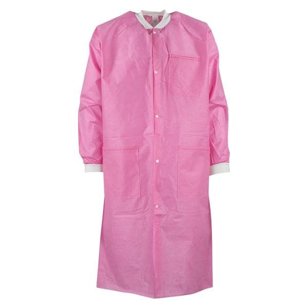 ValuMax Extra-Safe Protective Lab Coat 3 Layer SMS Large Raspberry 10/Pk