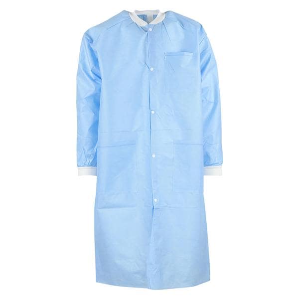 ValuMax Extra-Safe Protective Lab Coat 3 Layer SMS Large Medical Blue 10/Pk