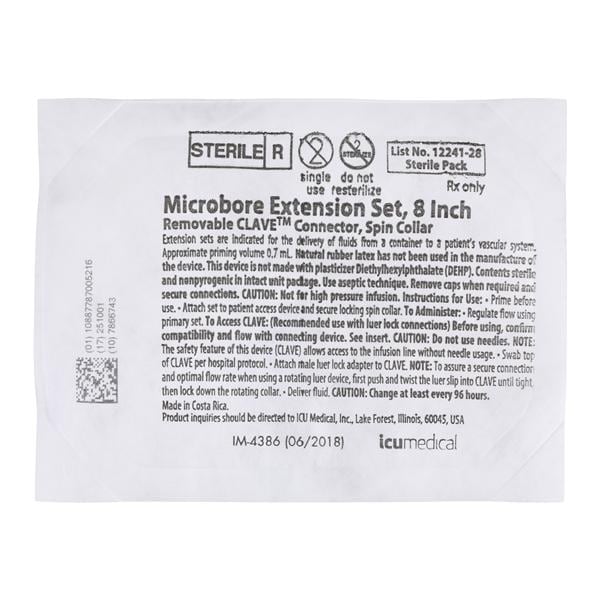 Lifeshield IV Extension Set 8" M LL/F LL Adptr/Rtrctbl Spnlk Adptr Grav 50/Ca