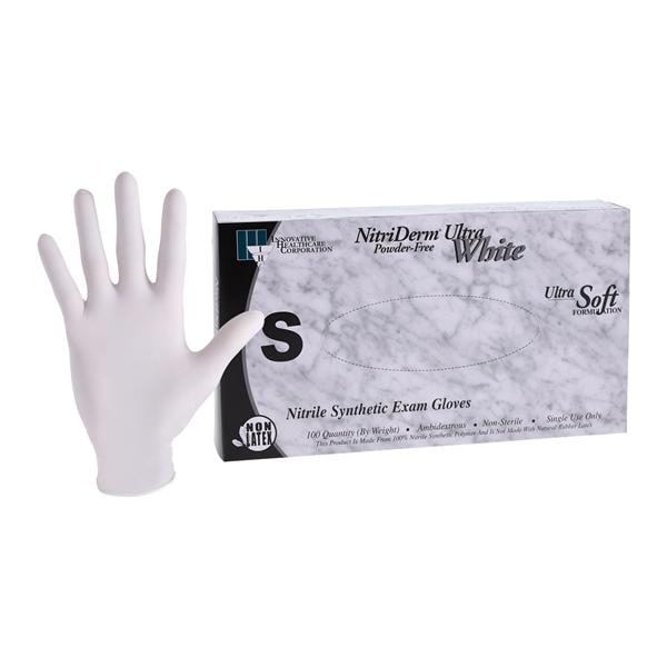 NitriDerm Ultra White Nitrile Exam Gloves Small White Non-Sterile