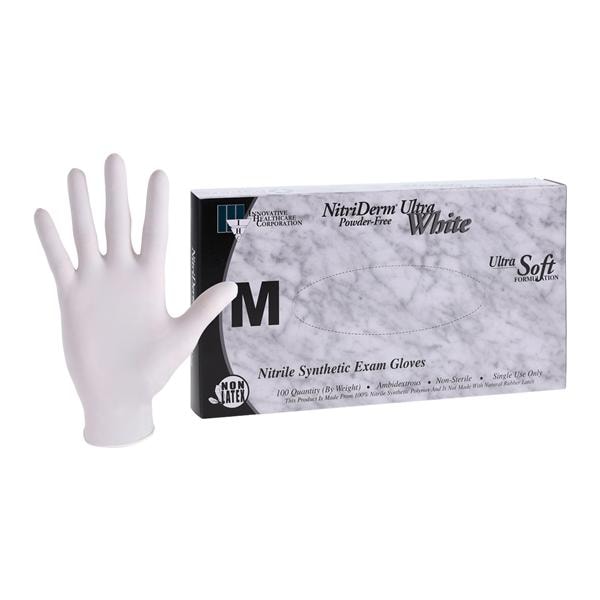 NitriDerm Ultra White Nitrile Exam Gloves Medium White Non-Sterile