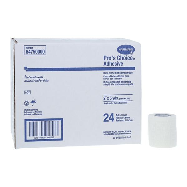 Pros Choice Athletic Tape Elastic/Fabric 2"x5yd White Non-Sterile 24rl/Ca