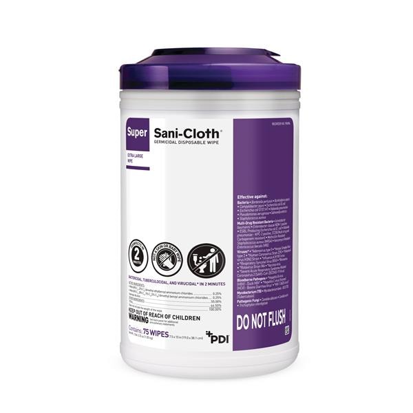 Super Sani-Cloth Germicidal Wipes X-Large 75/Cn, 6 CN/CA