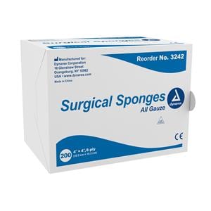 100% Cotton Gauze Sponge 4x4" 8 Ply Non-Sterile LF