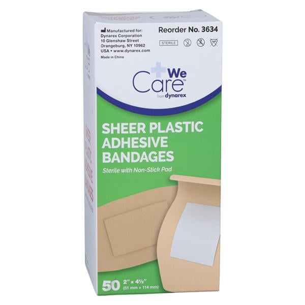 Bandage Plastic 2x4.5" Sheer Sterile 50/Bx, 24 BX/CA