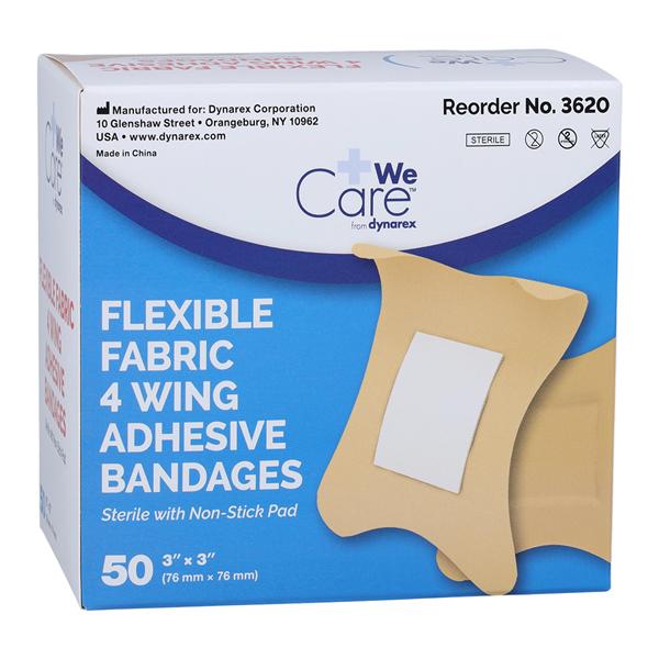 Four Wing Bandage Fabric 3x3" Flesh Sterile 50/Bx, 24 BX/CA