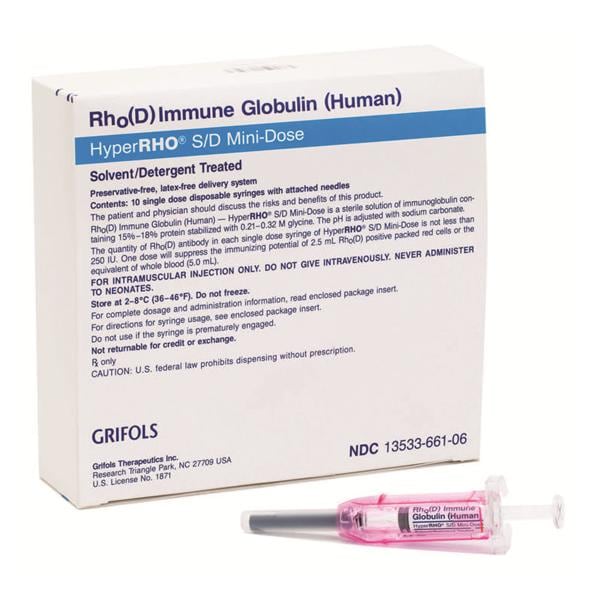 HyperRHO Injection 250u/mL NR Mini-Dose Prefilled Syringe 0.17mL 10/Pk