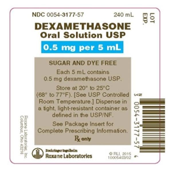 Dexamethasone Oral Solution 0.5mg/5mL Bottle 500mL Ea