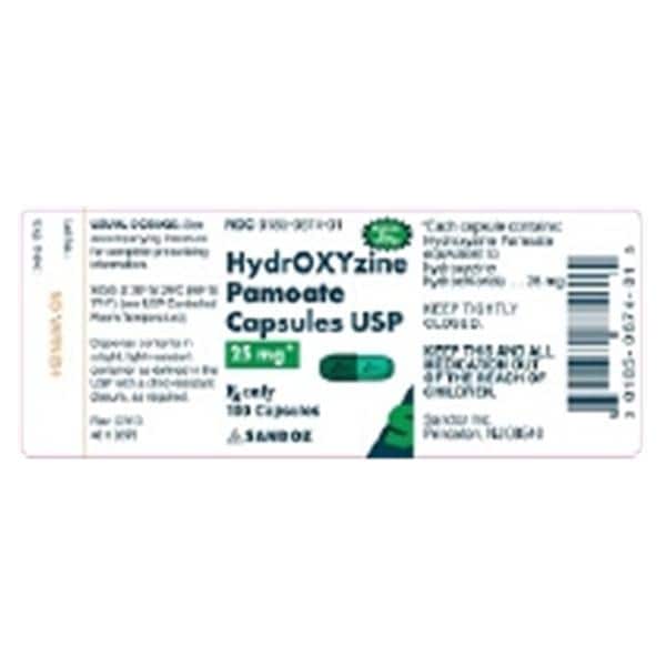 Hydroxyzine Pamoate Capsules 25mg Bottle 100/Bt