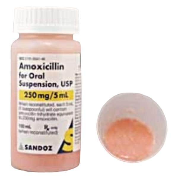 Amoxicillin Oral Suspension 250mg/5mL Fruity Bottle 100mL/Bt