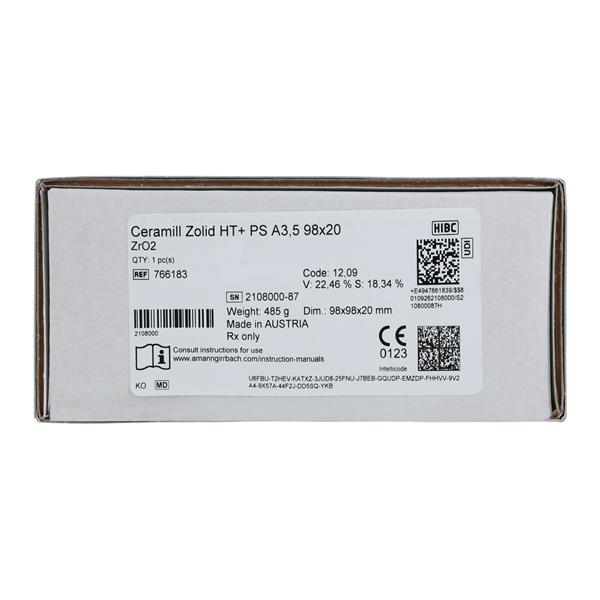 Ceramill Zolid HT+ Zirconia Disc A3.5 98x20 Ea