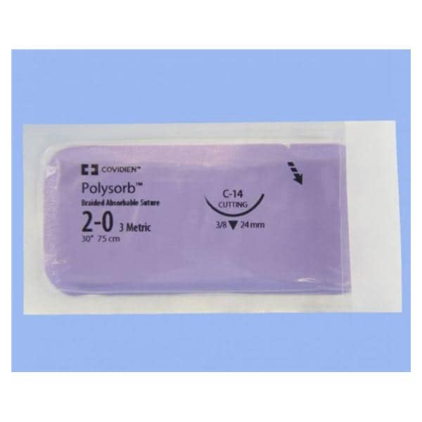 Polysorb Suture 2-0 30" Polyester Braid C-14 Violet 36/Ca