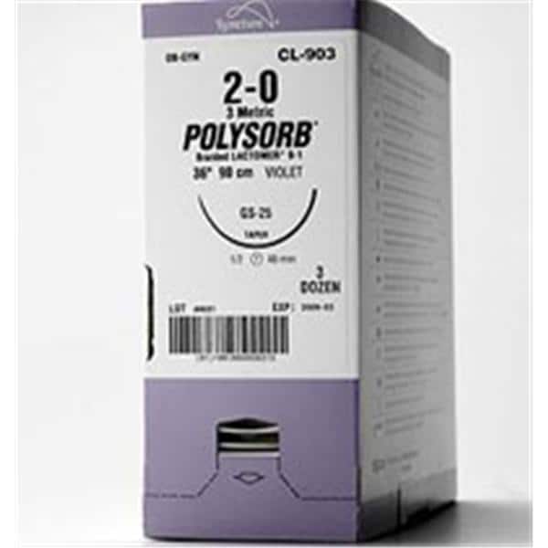Polysorb Suture 3-0 30" Polyester Braid C-12 Violet 36/Ca