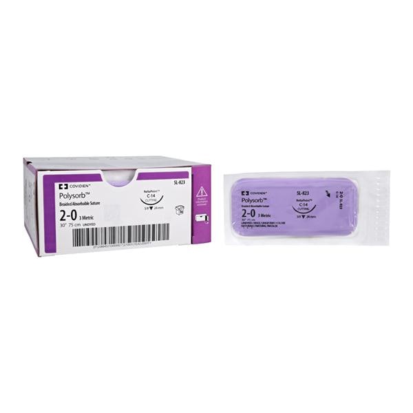 Polysorb Suture 2-0 30" Polyester Braid C-14 Undyed 36/Ca