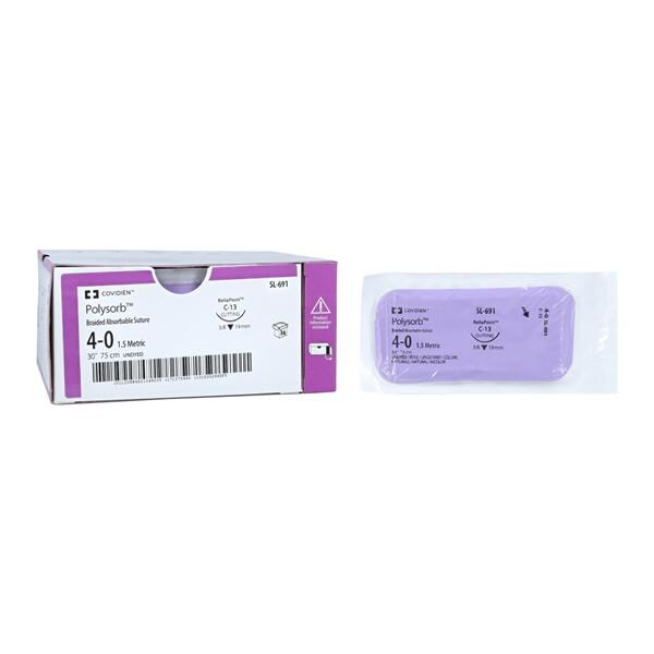 Polysorb Suture 4-0 30" Polyester Braid C-13 Undyed 36/Ca