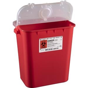 Sentinel Sharps Container 8gal Red 16-1/2x11-13/16x15-7/8" Ld Rnd Opn Plstc Ea, 10 EA/CA