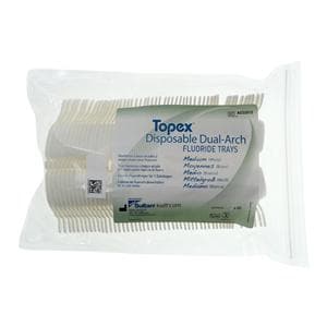 Topex Dual Arch Fluoride Trays Foam Medium w/ Lckng Hdls White Disposable 50/Pk