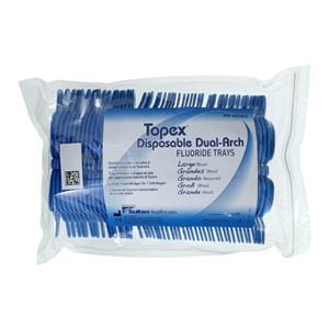 Topex Dual Arch Fluoride Trays Foam Large w/ Lckng Hdls Blue Disposable 50/Pk