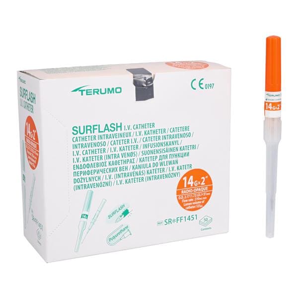 SurFlash IV Catheter 14 Gauge 2" Orange 50/Bx, 4 BX/CA