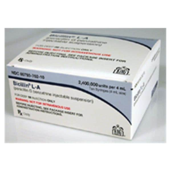 Bicillin L-A Injection 2.4MU Adult Prefilled Syringe 4mL 10/Pk