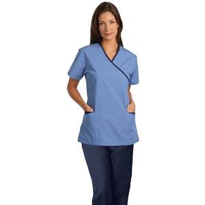 Fashion Seal Scrub Shirt 65% Plstr/35% Ctn 3 Pkts StIn Slv M Ceil Bl Womens Ea