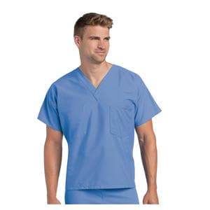 Scrub Shirt 65% Plystr / 35% Cot V-Nck 1 Pckt Shrt Slvs Large Ceil Bl Unisex Ea