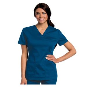 Scrub Shirt 65% Plystr / 35% Cot V-Nck 1 Pckt Shrt Slvs Medium Glxy Bl Unisex Ea