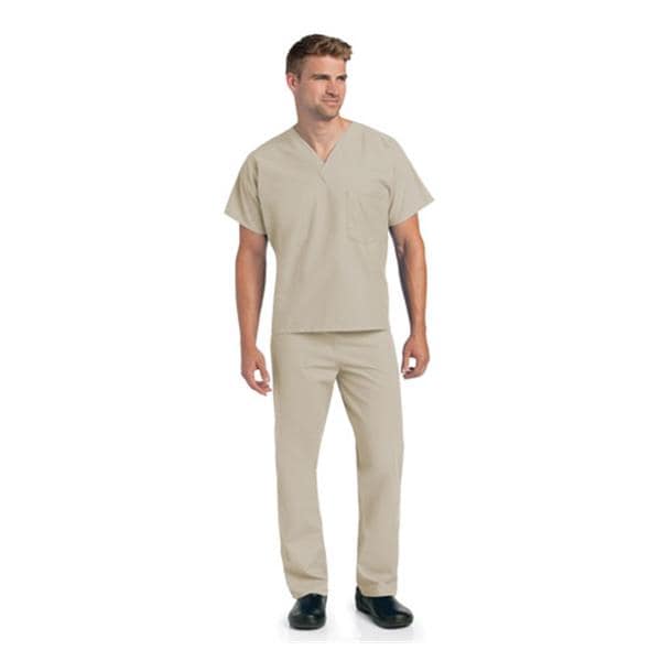 Scrub Shirt 65% Plstr/35% Ctn V-Neck 1 Pckt Short Sleeves X-Small Snd Unisex Ea
