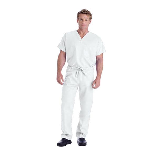 Scrub Shirt 65% Plstr/35% Ctn V-Neck 1 Pocket Short Sleeves X-Small Wt Unisex Ea