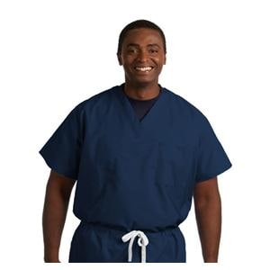 Scrub Shirt 1 Pocket Set-In Short Sleeves Large Navy Unisex Ea