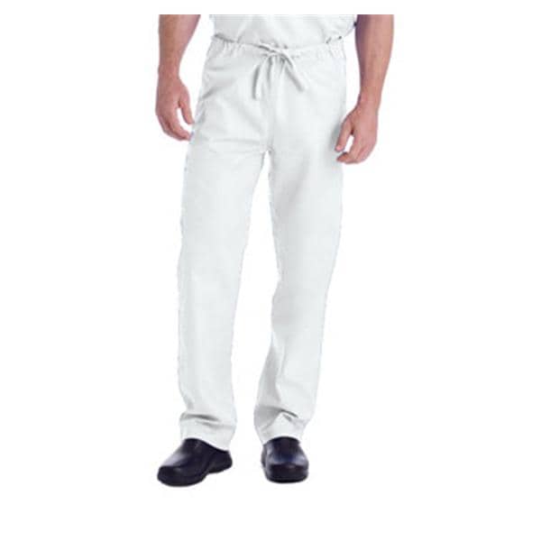 Scrub Pant 65% Polyester / 35% Cotton 2 Pockets Large White Unisex Ea