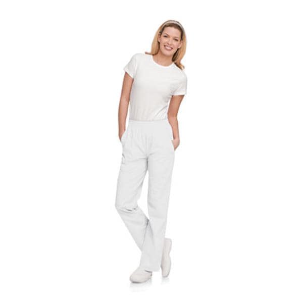 Scrub Pant 65% Polyester / 35% Cotton 4 Pockets Medium White Womens Ea