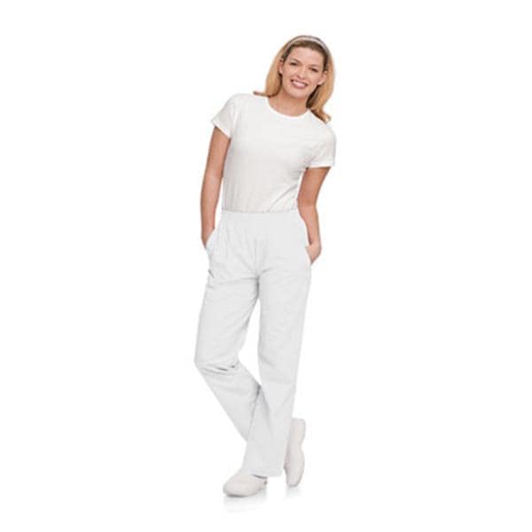 Scrub Pant 65% Polyester / 35% Cotton 4 Pockets X-Small White Womens Ea