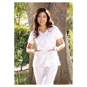 Scrub Shirt 2 Pockets Short Sleeves X-Small White Womens Ea