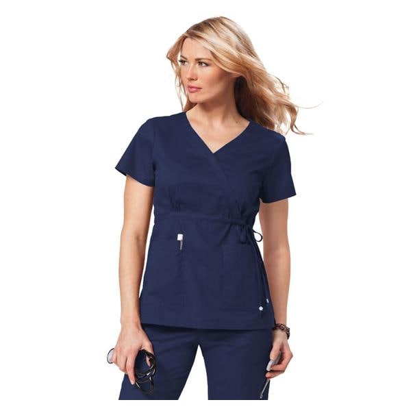 Scrub Shirt Poly/Ctn 2 Pockets Short Sleeves Medium Navy Womens Ea