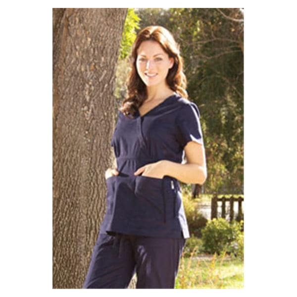 Scrub Shirt 2 Pockets Short Sleeves 2X Large Navy Womens Ea