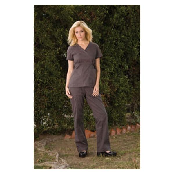 Scrub Shirt Poly/Ctn 2 Pockets Short Sleeves 3X Large Steel Grey Womens Ea