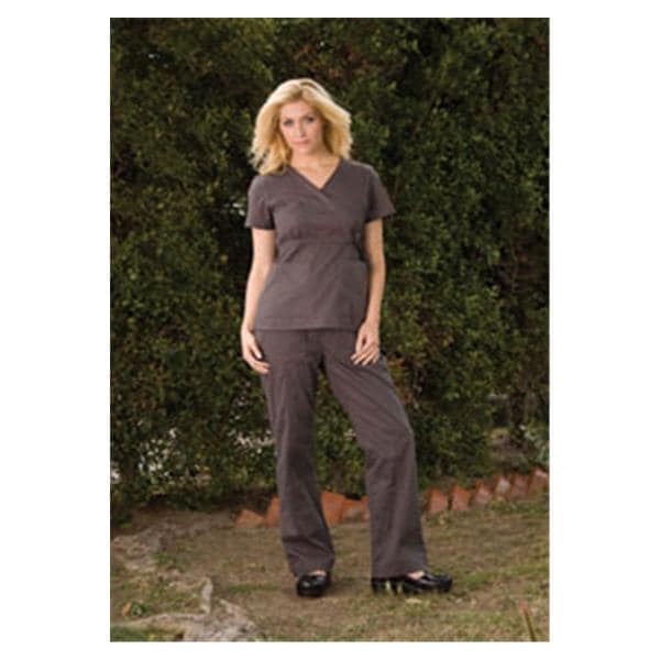 Scrub Shirt Poly/Ctn 2 Pockets Short Sleeves X-Small Steel Grey Womens Ea