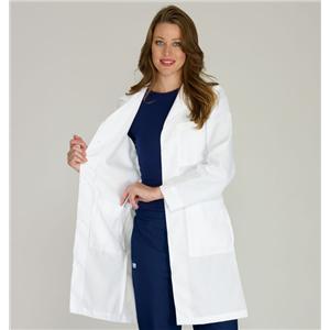 META Lab Coat 6 Pockets Long Sleeves 37 in White Womens Ea