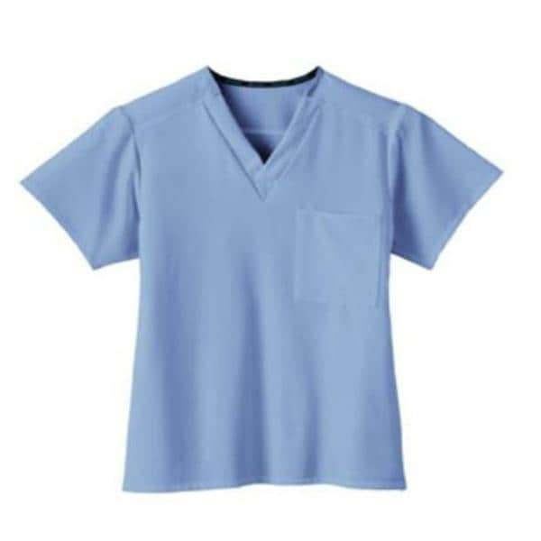 Jockey Scrub Shirt V-Neck 1 Pocket Short Sleeves Large Ceil Blue Unisex Ea