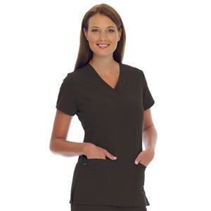 Jockey Scrub Shirt Poly/Ryn/Spndx V-Nck 3 Pkts Short Sleeves Large Blk Womens Ea