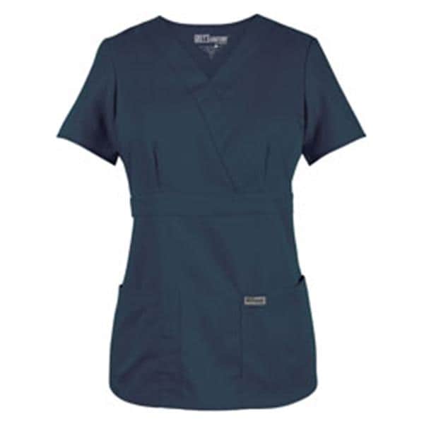 Greys Anatomy Scrub Shirt Poly/Ryn Mck Wrp Nck Shrt Slvs Small Stl Gry Womens Ea